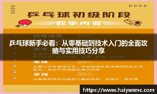 乒乓球新手必看：从零基础到技术入门的全面攻略与实用技巧分享